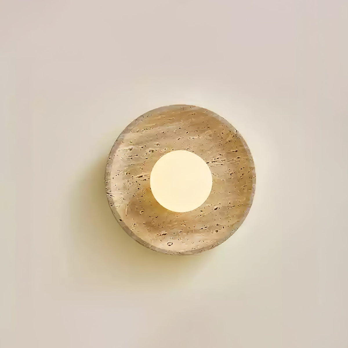Tavik Bowl-Frame Travertine Wall Light