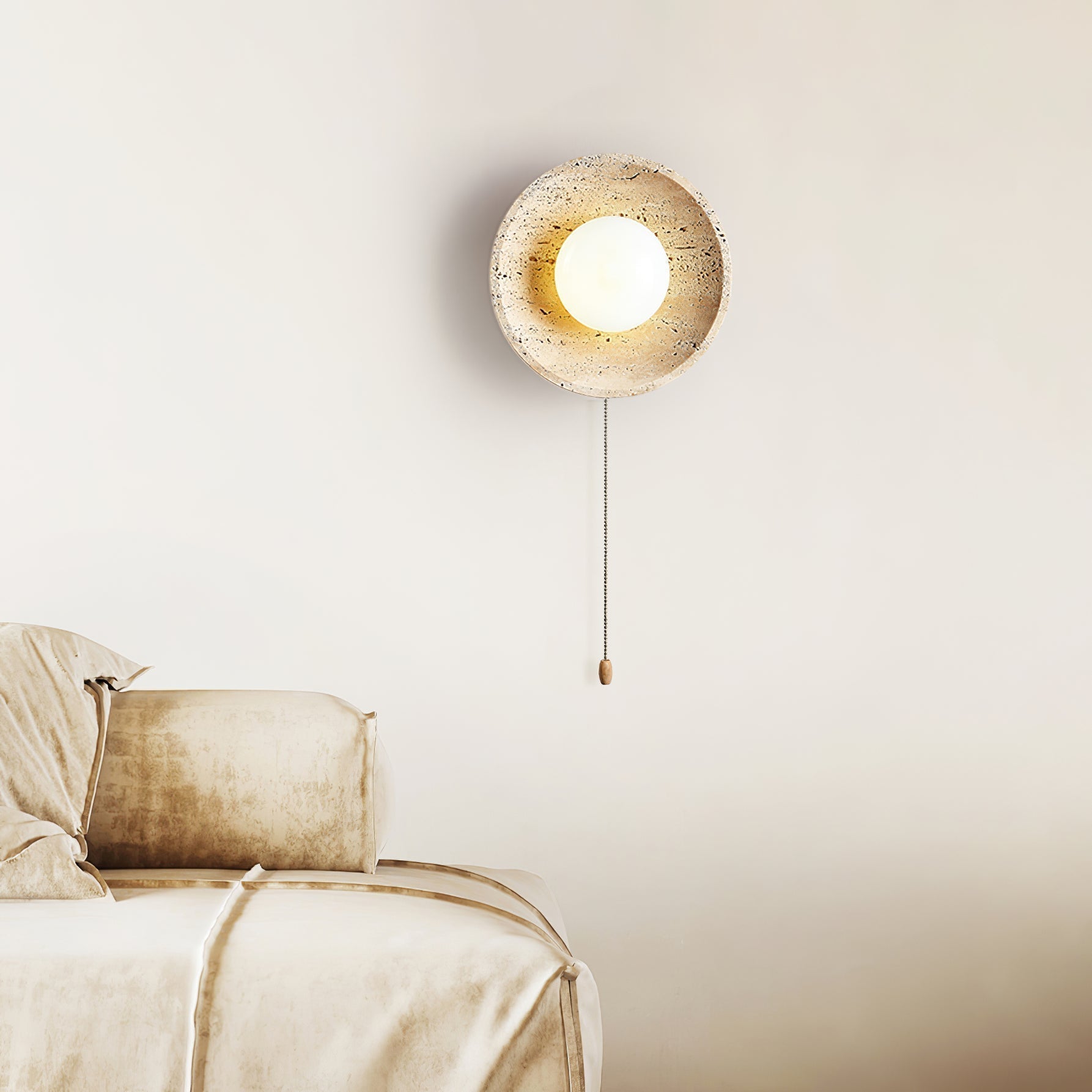 Tavik Bowl-Frame Travertine Wall Light