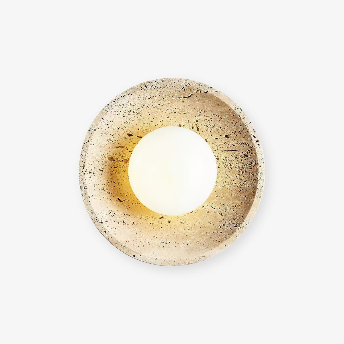 Hylso Ring Shade Travertine Wall Light