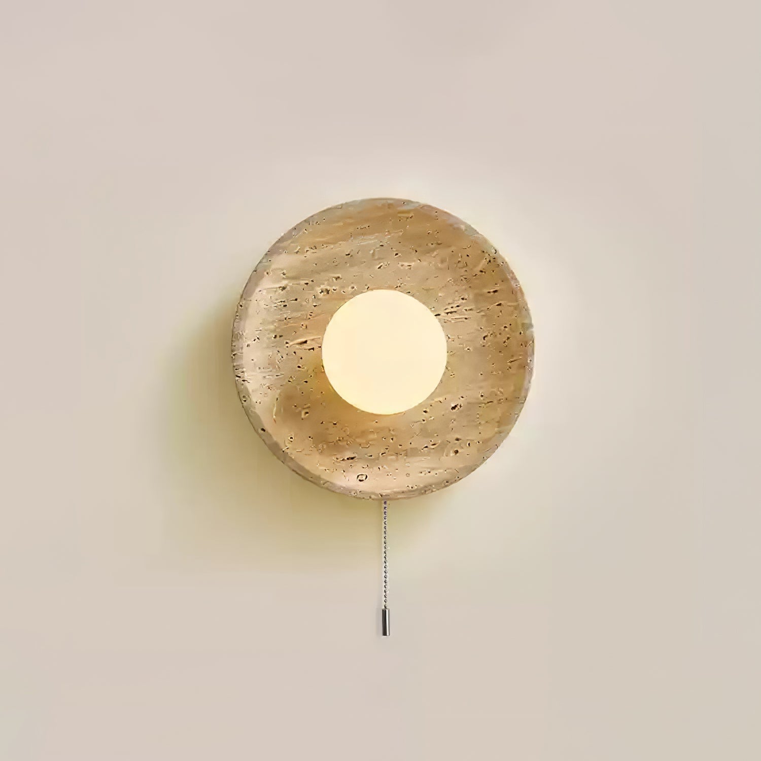 Tavik Bowl-Frame Travertine Wall Light