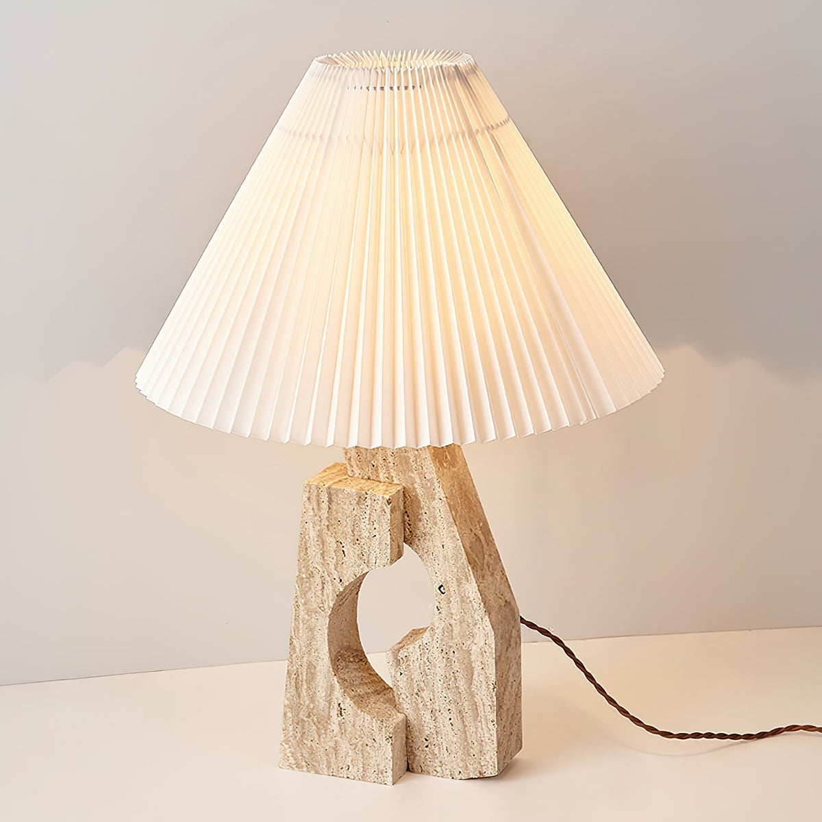 Arvinyra Sculptural Travertine Table Lamp