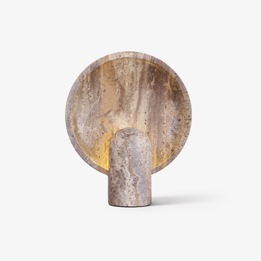 Valemu Saucer-Base Travertine Table Lamp