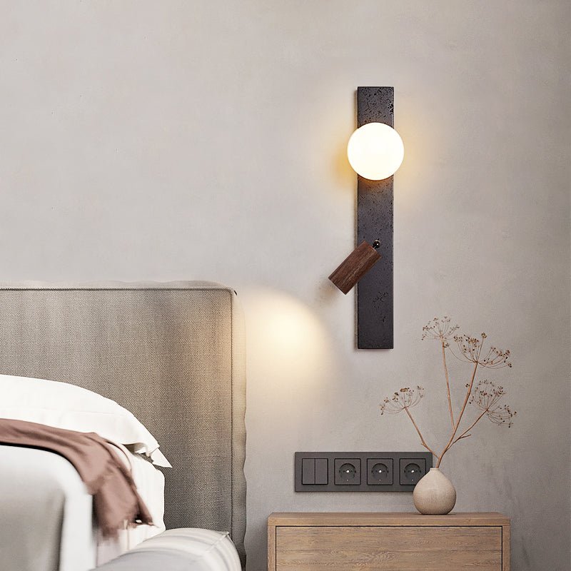 Nirv Beam Black Travertine Modern Wall Lamp