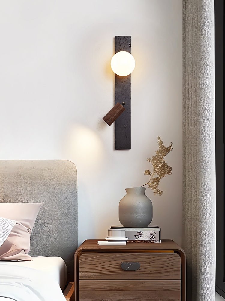 Nirv Beam Black Travertine Modern Wall Lamp