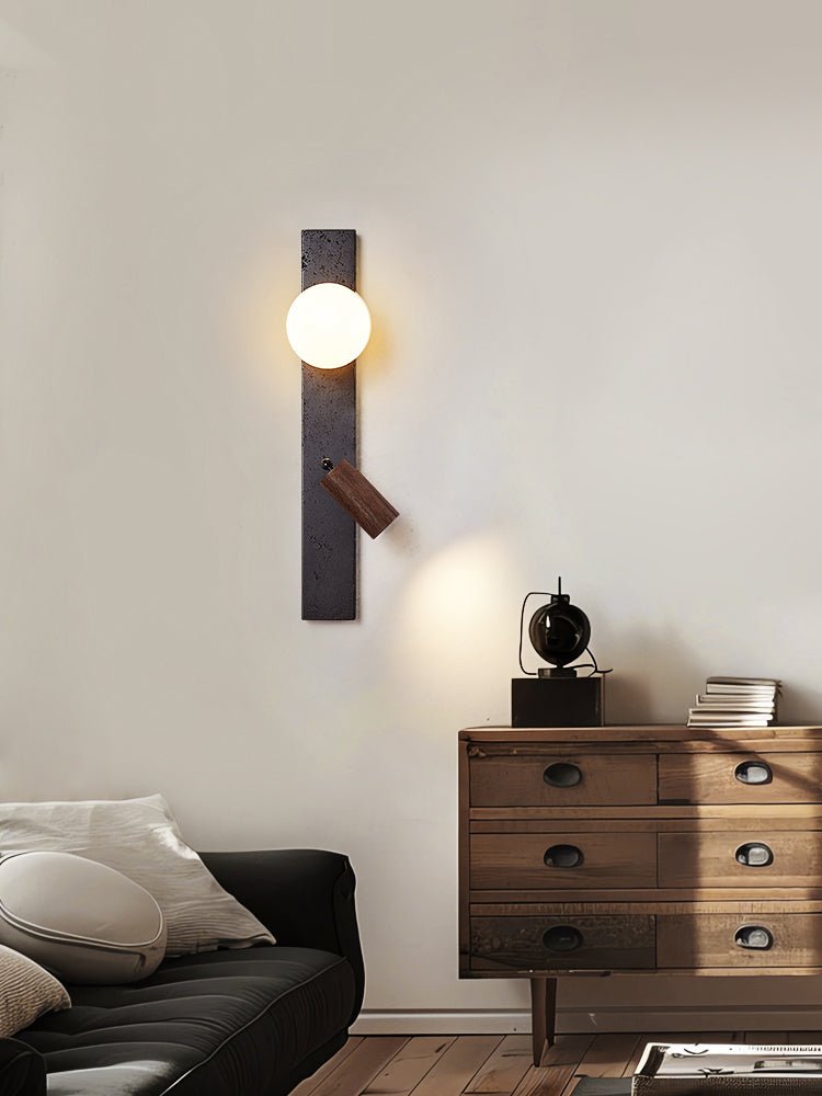Nirv Beam Black Travertine Modern Wall Lamp