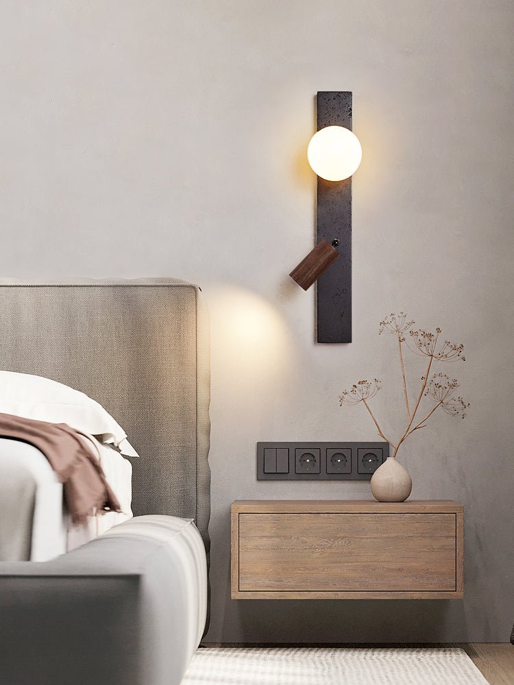 Nirv Beam Black Travertine Modern Wall Lamp