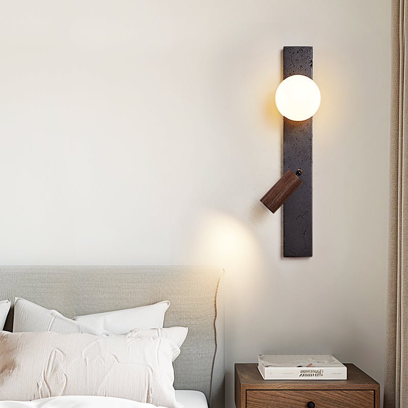 Nirv Beam Black Travertine Modern Wall Lamp