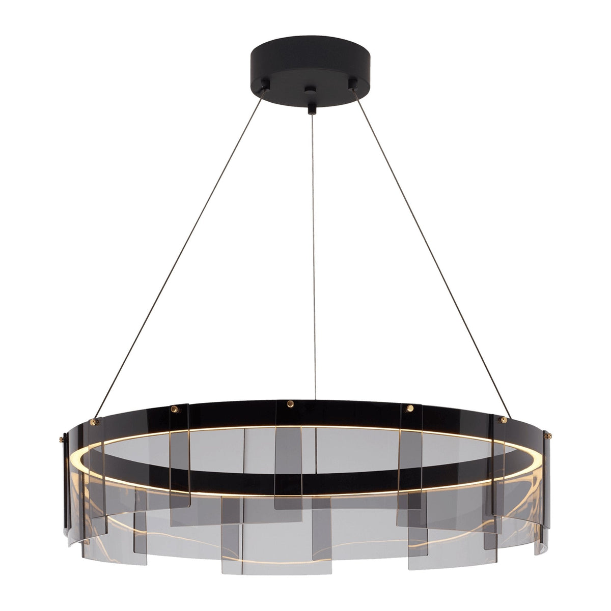 Eireriel Chandelier LED Ring Black Glass Modern