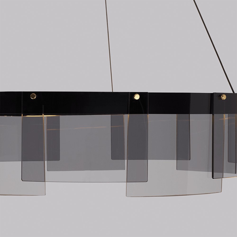 Eireriel Chandelier LED Ring Black Glass Modern