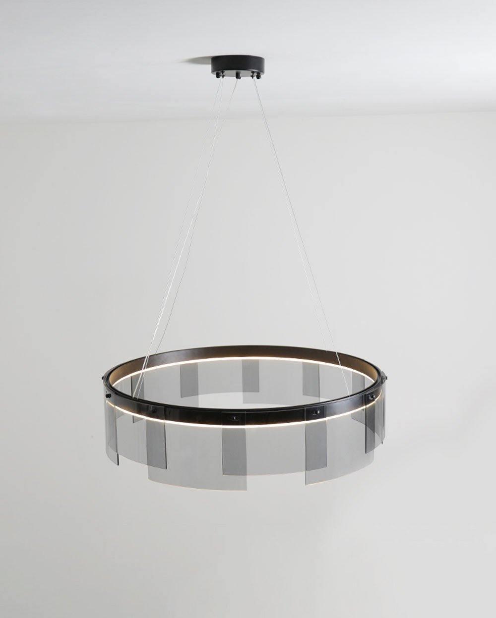 Eireriel Chandelier LED Ring Black Glass Modern