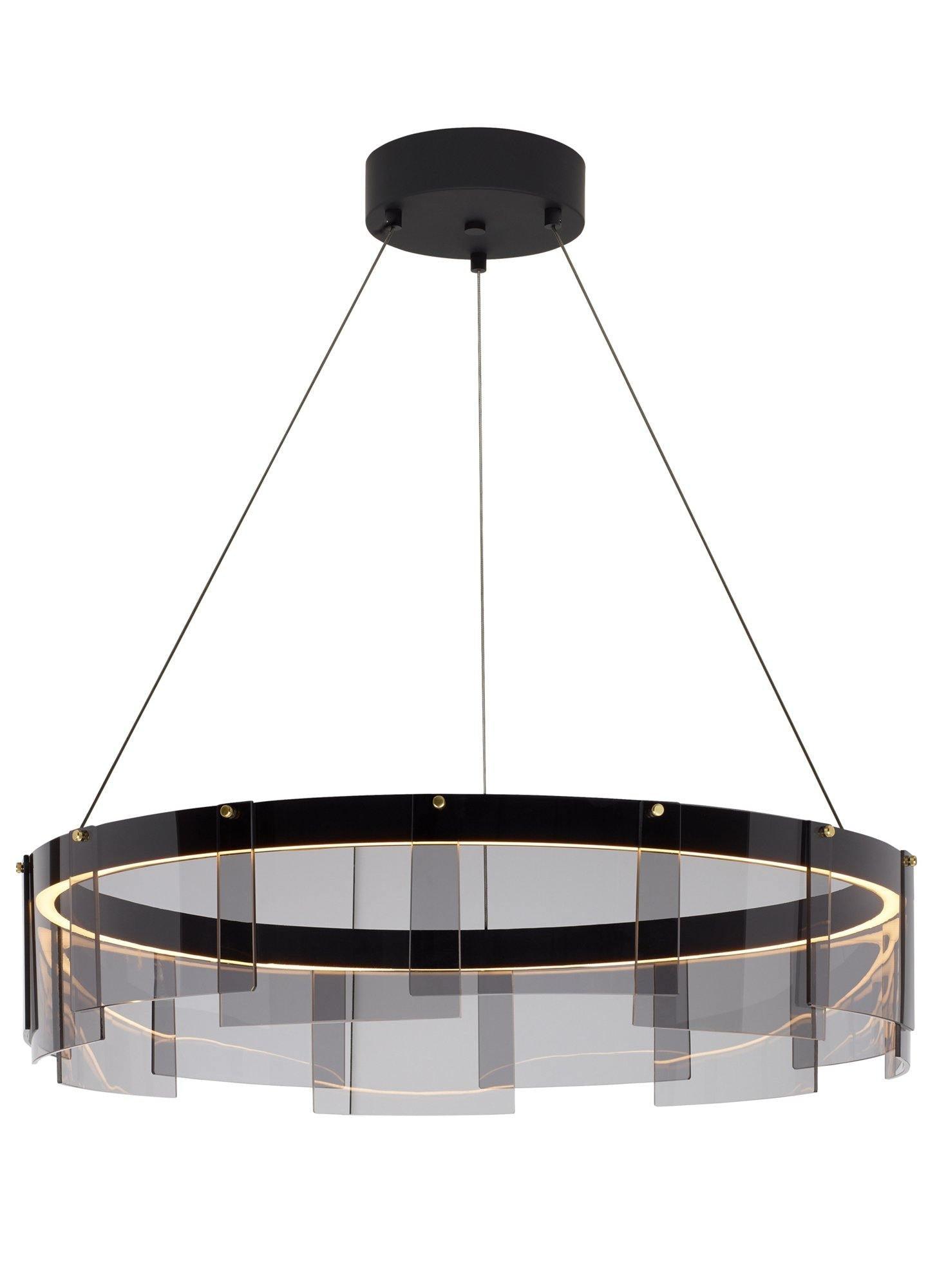 Eireriel Chandelier LED Ring Black Glass Modern