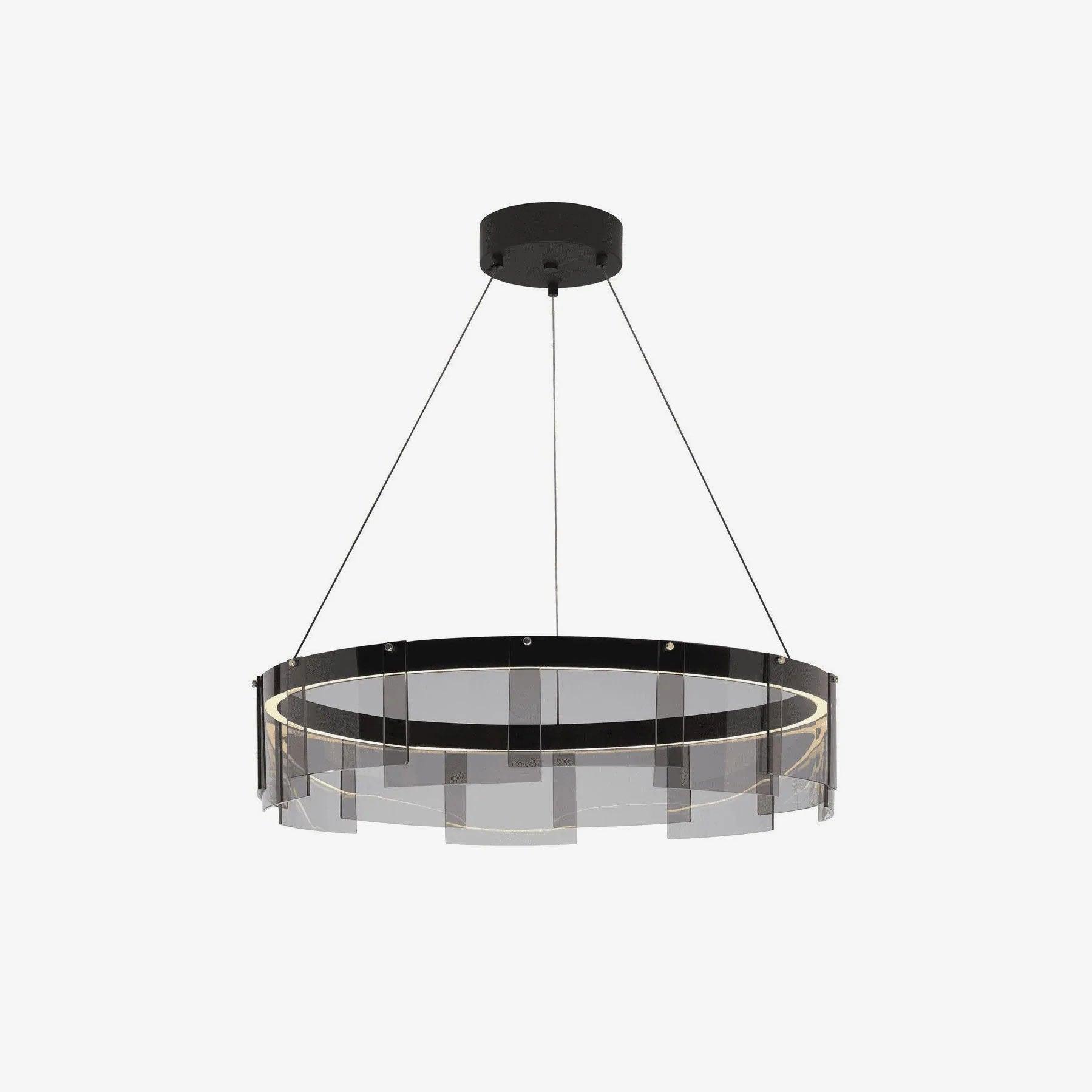 Eireriel Chandelier LED Ring Black Glass Modern