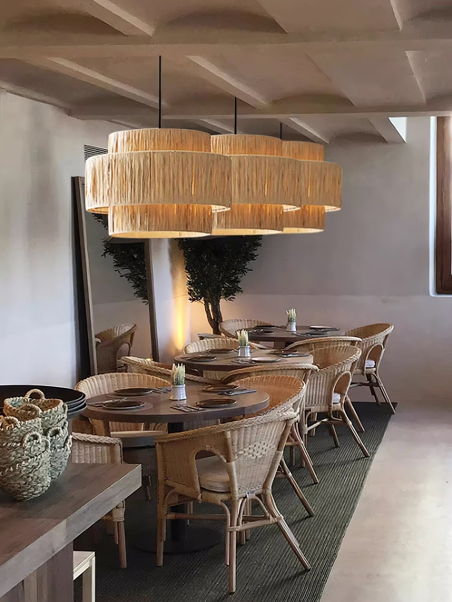 Thyra Straw Traditional Retro Pendant Light
