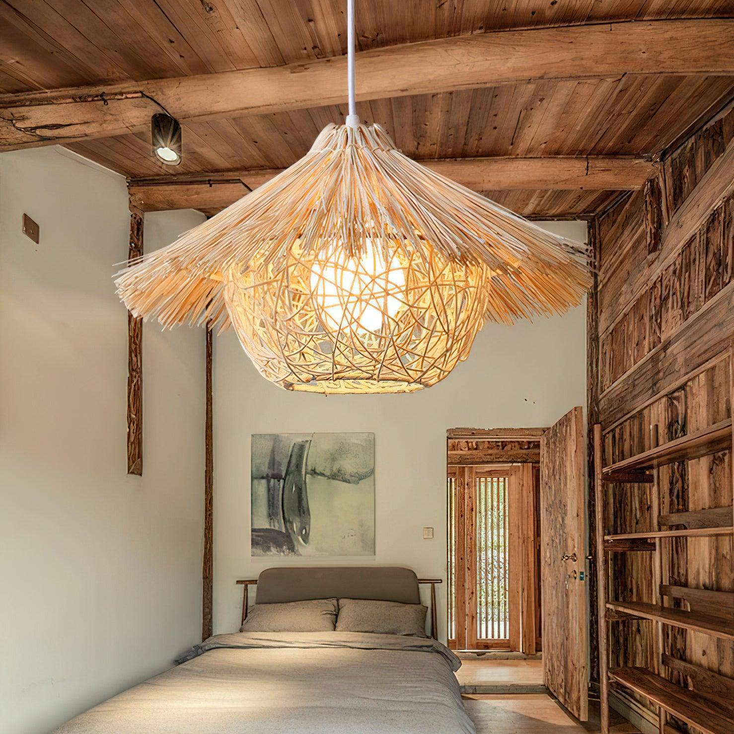 Sunell Straw Hat Rattan Pendant Light