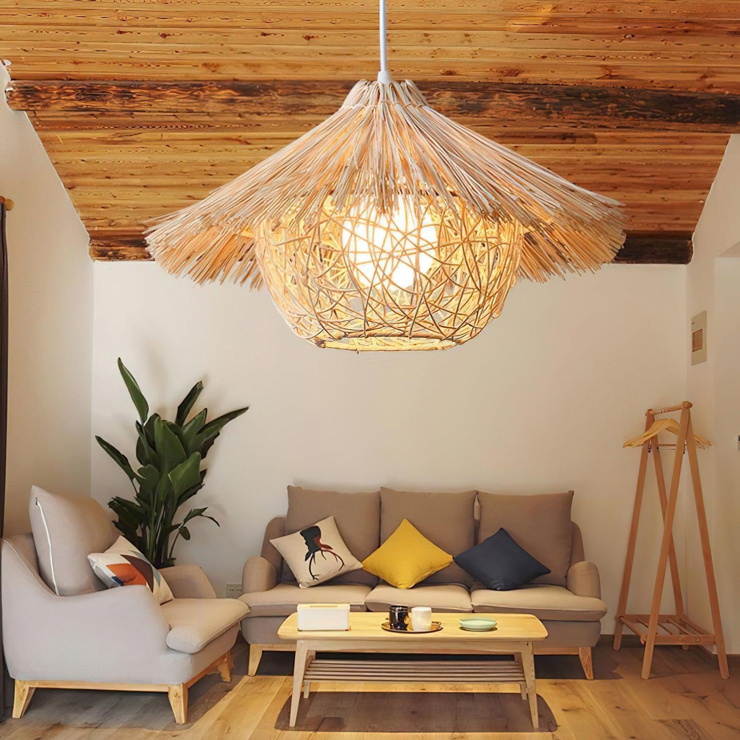 Sunell Straw Hat Rattan Pendant Light