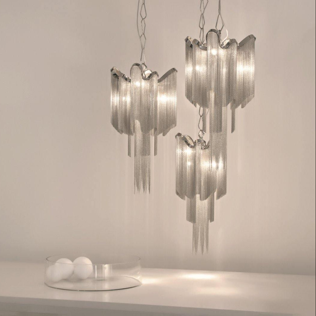 Lustra Pendant Lamp Stream Chain Nickel - Neutral Decor