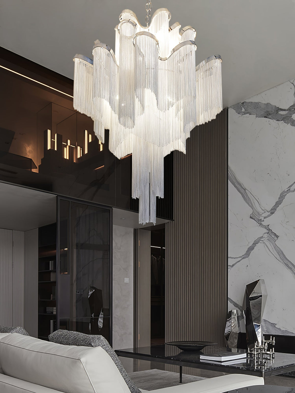 Lustra Pendant Lamp Stream Chain Nickel