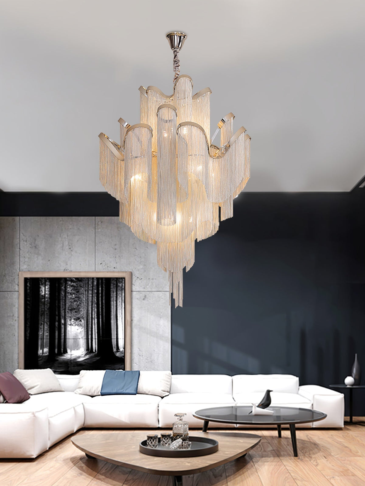 Lustra Pendant Lamp Stream Chain Nickel