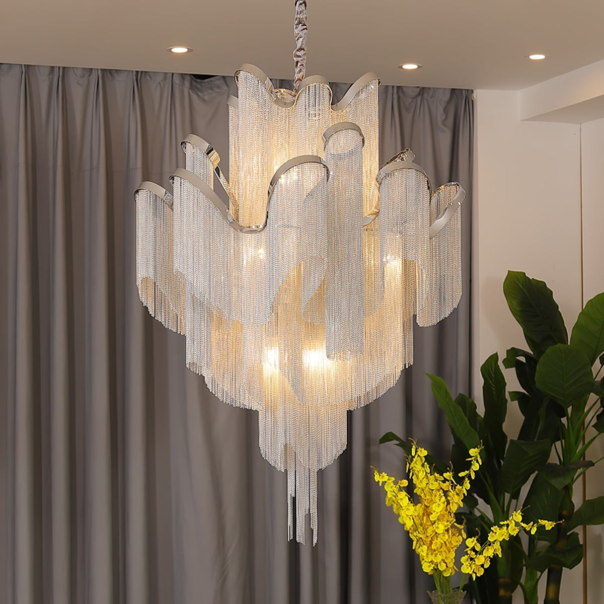 Lustra Pendant Lamp Stream Chain Nickel