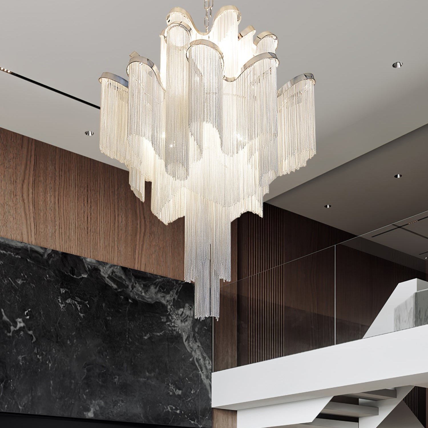 Lustra Pendant Lamp Stream Chain Nickel - Neutral Decor