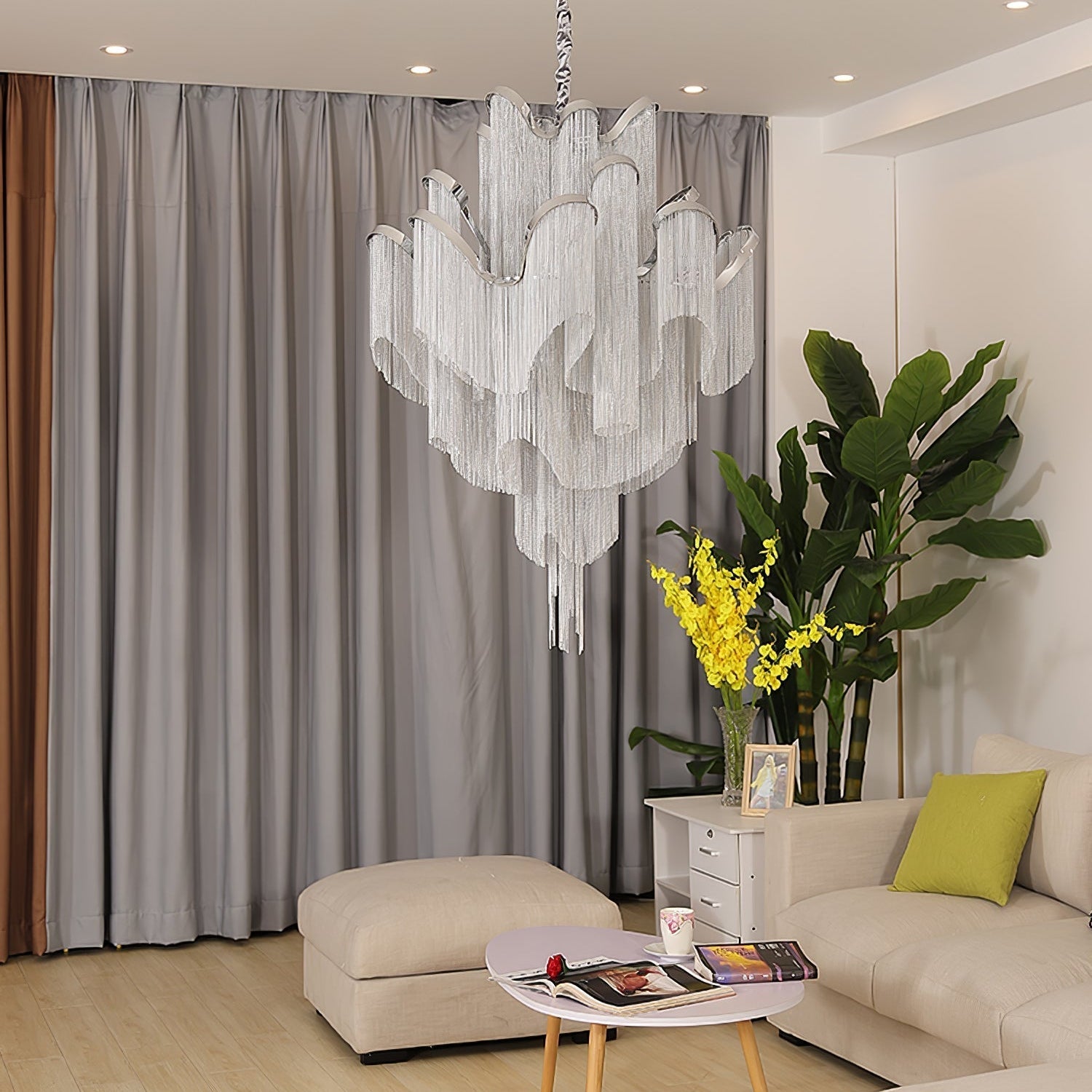 Lustra Pendant Lamp Stream Chain Nickel - Neutral Decor