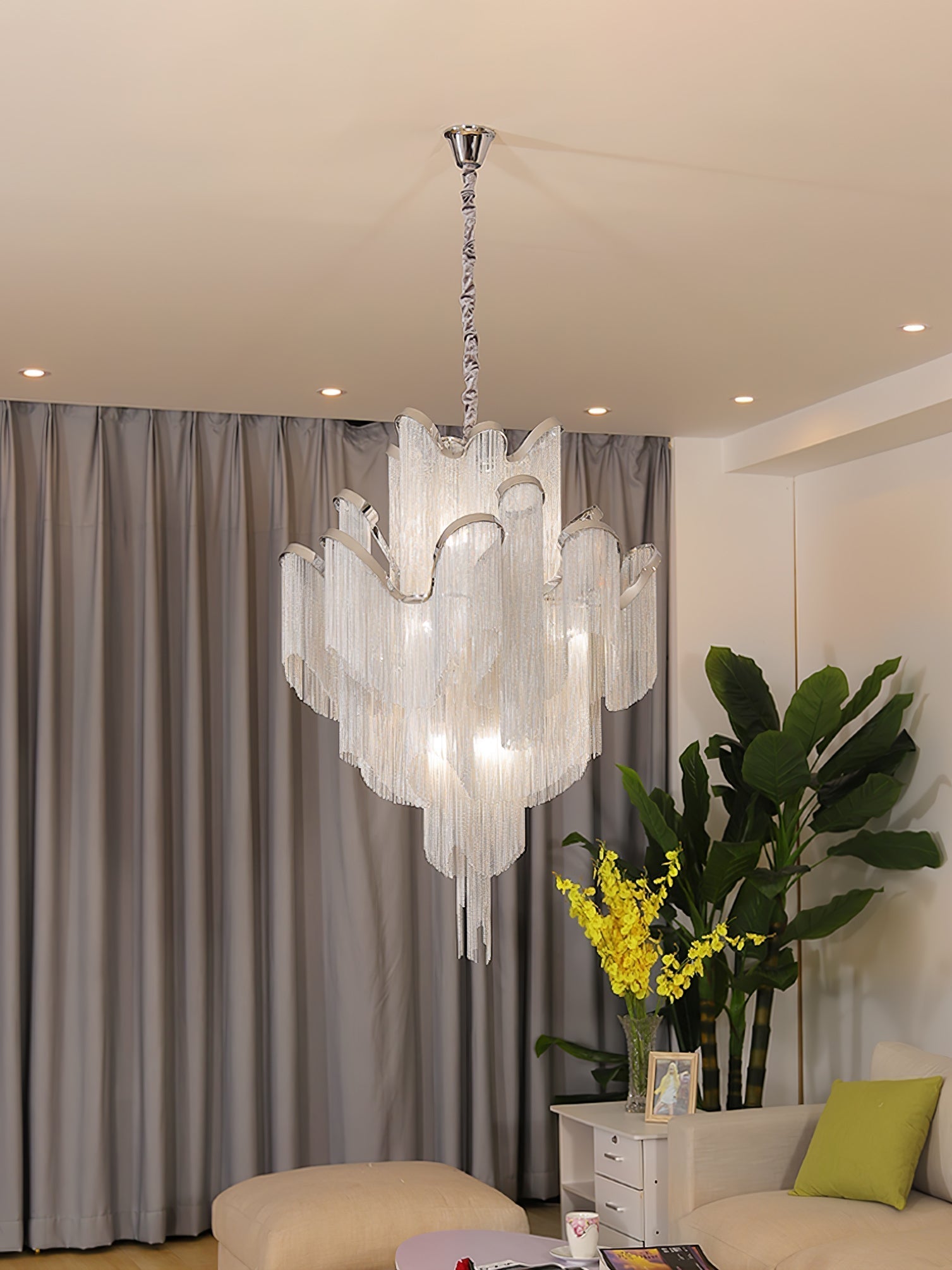 Lustra Pendant Lamp Stream Chain Nickel
