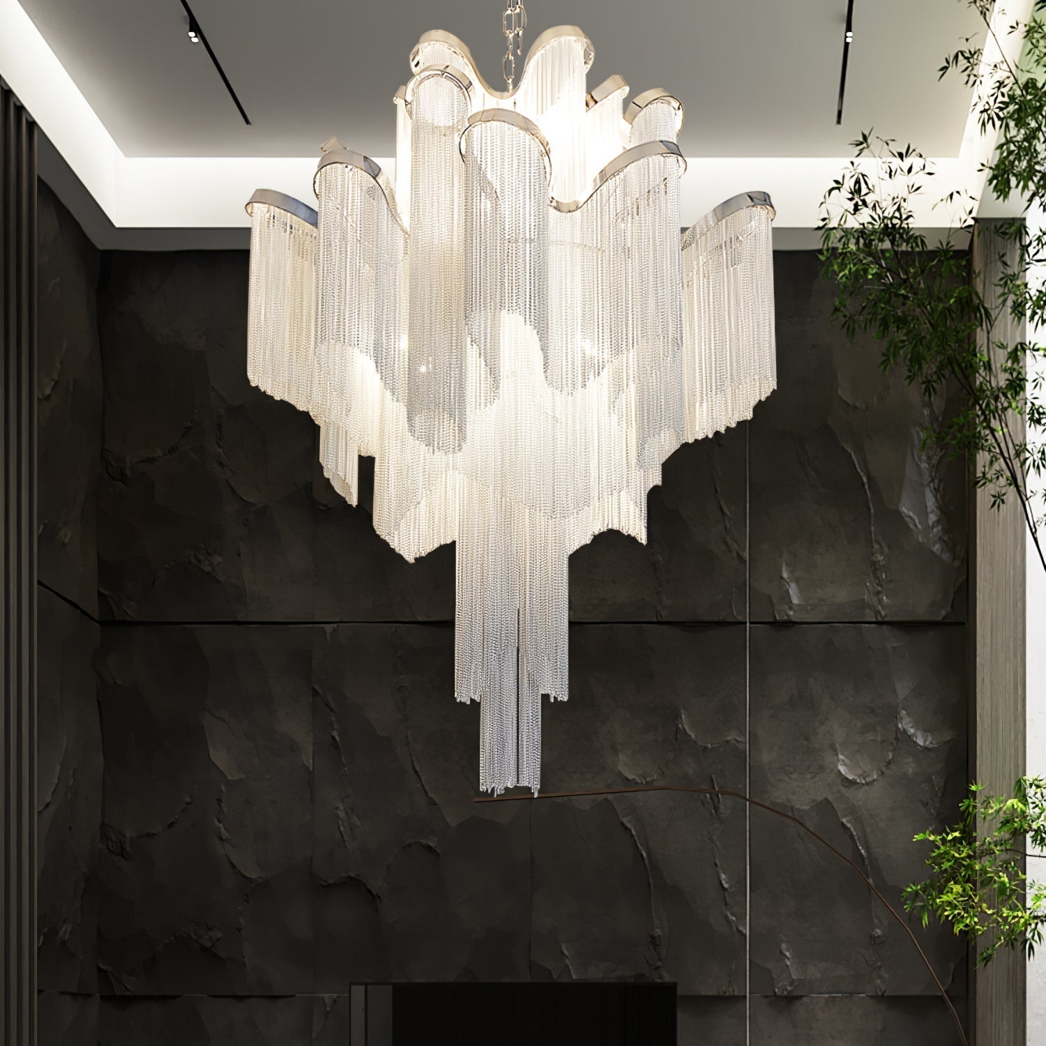 Lustra Pendant Lamp Stream Chain Nickel - Neutral Decor