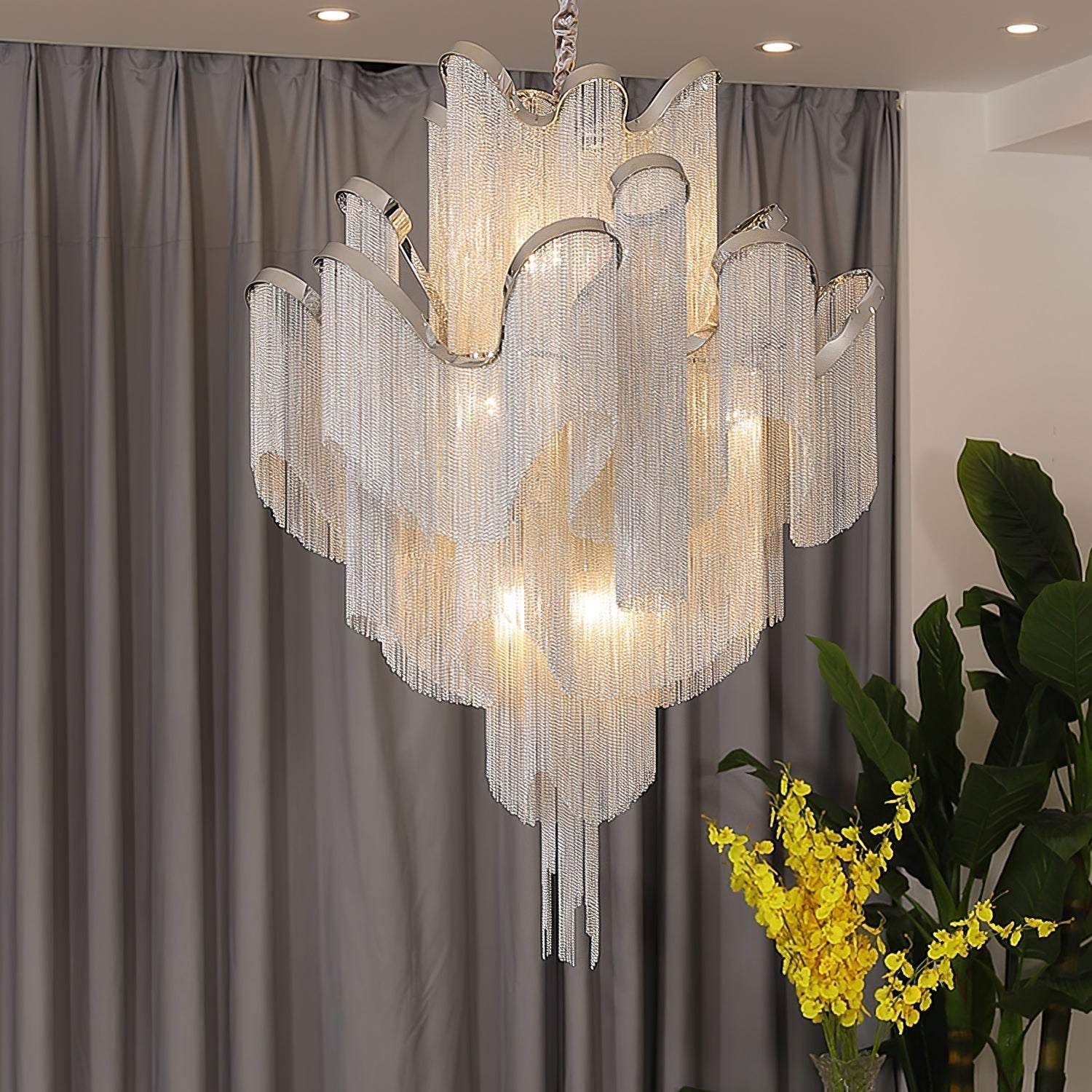 Lustra Pendant Lamp Stream Chain Nickel - Neutral Decor