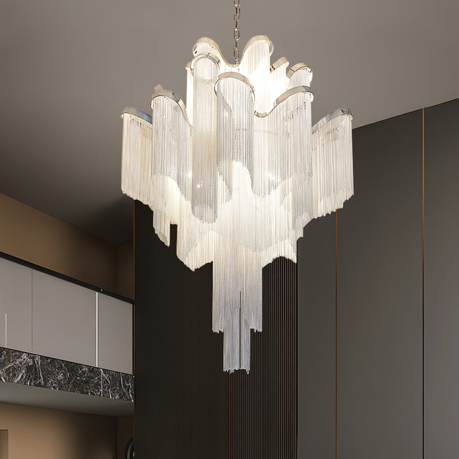 Lustra Pendant Lamp Stream Chain Nickel - Neutral Decor