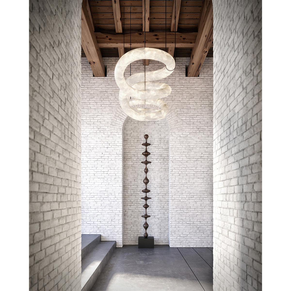 Mithos Curved Alabaster Pendant Light