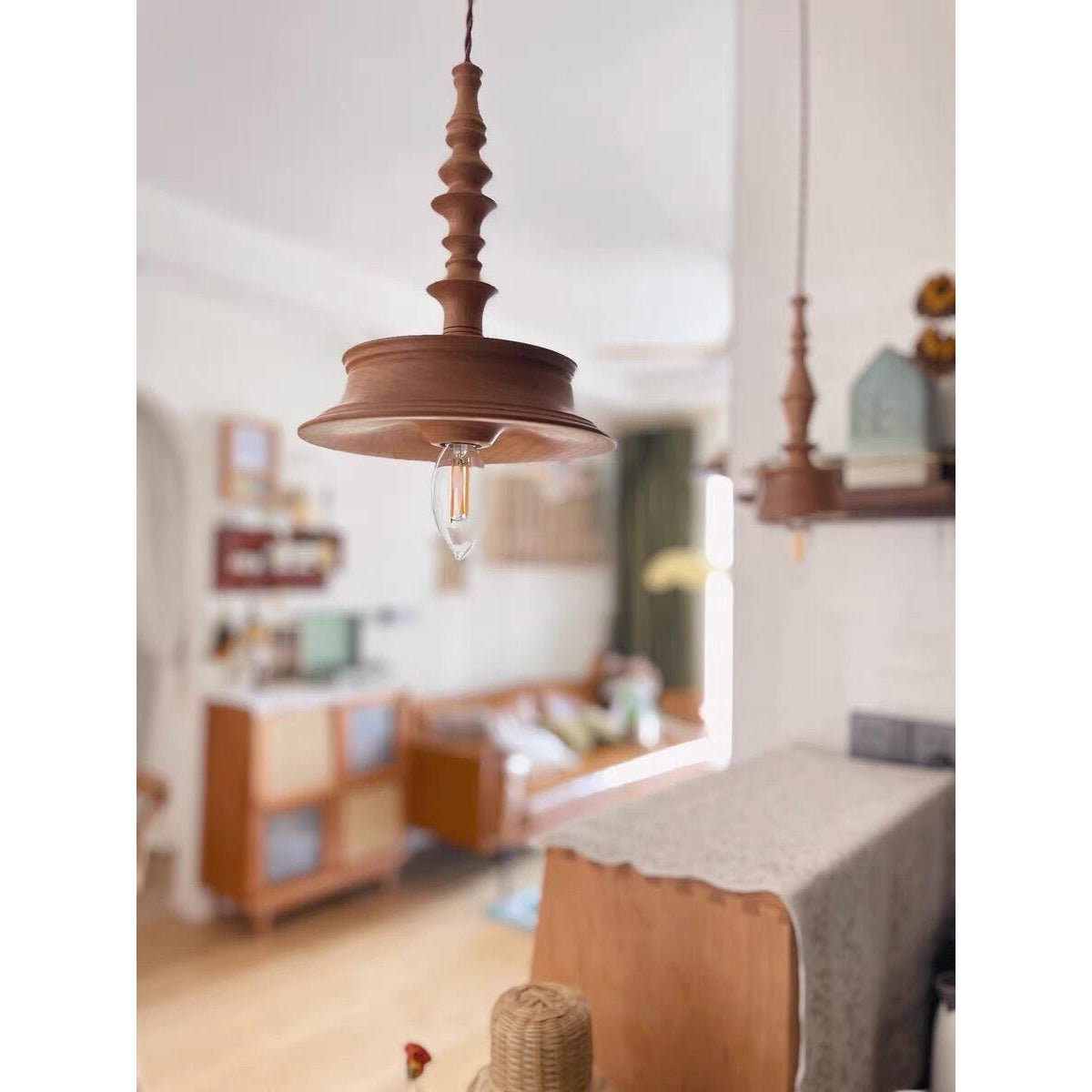 Tessira Wood Industrial Pendant Lamp