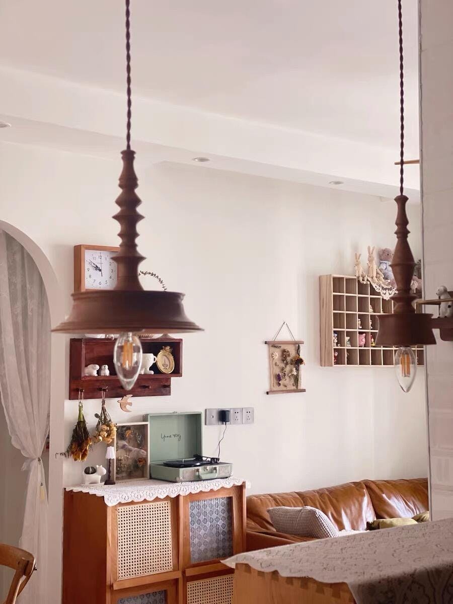 Tessira Wood Industrial Pendant Lamp