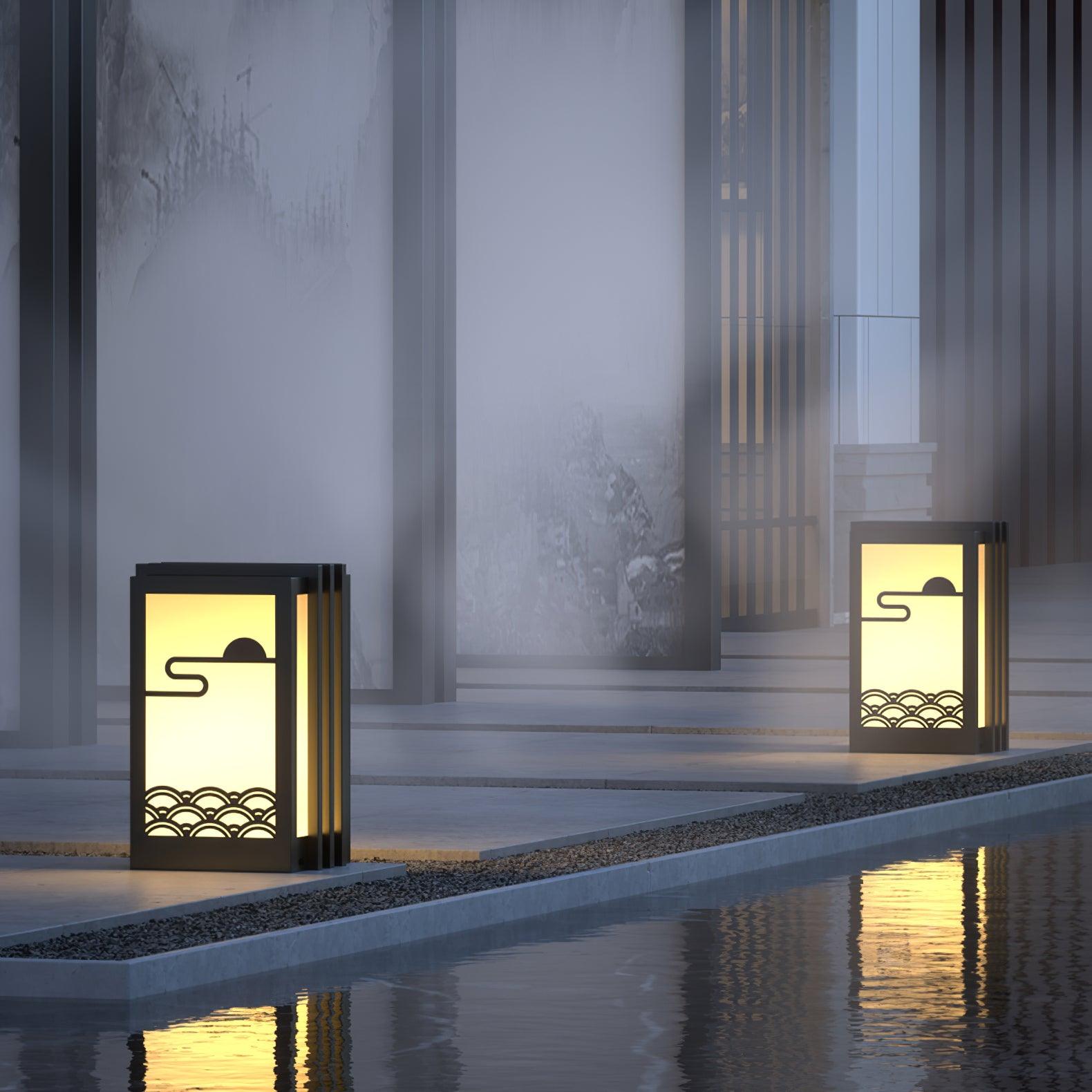 Rivenena Outdoor Light Rectangular Sunrise Pattern Minimalist Garden