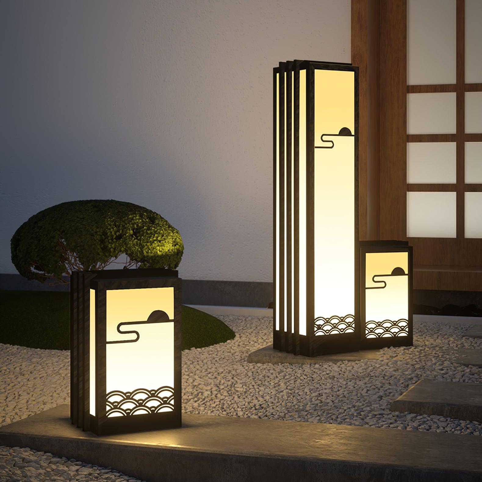 Rivenena Outdoor Light Rectangular Sunrise Pattern Minimalist Garden