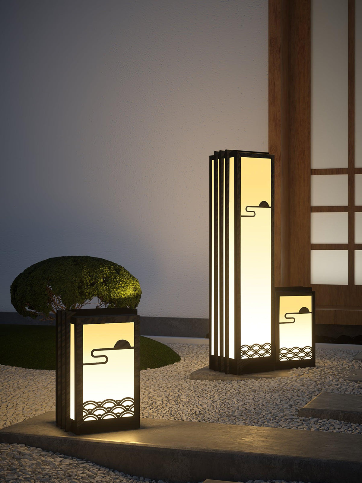 Rivenena Outdoor Light Rectangular Sunrise Pattern Minimalist Garden