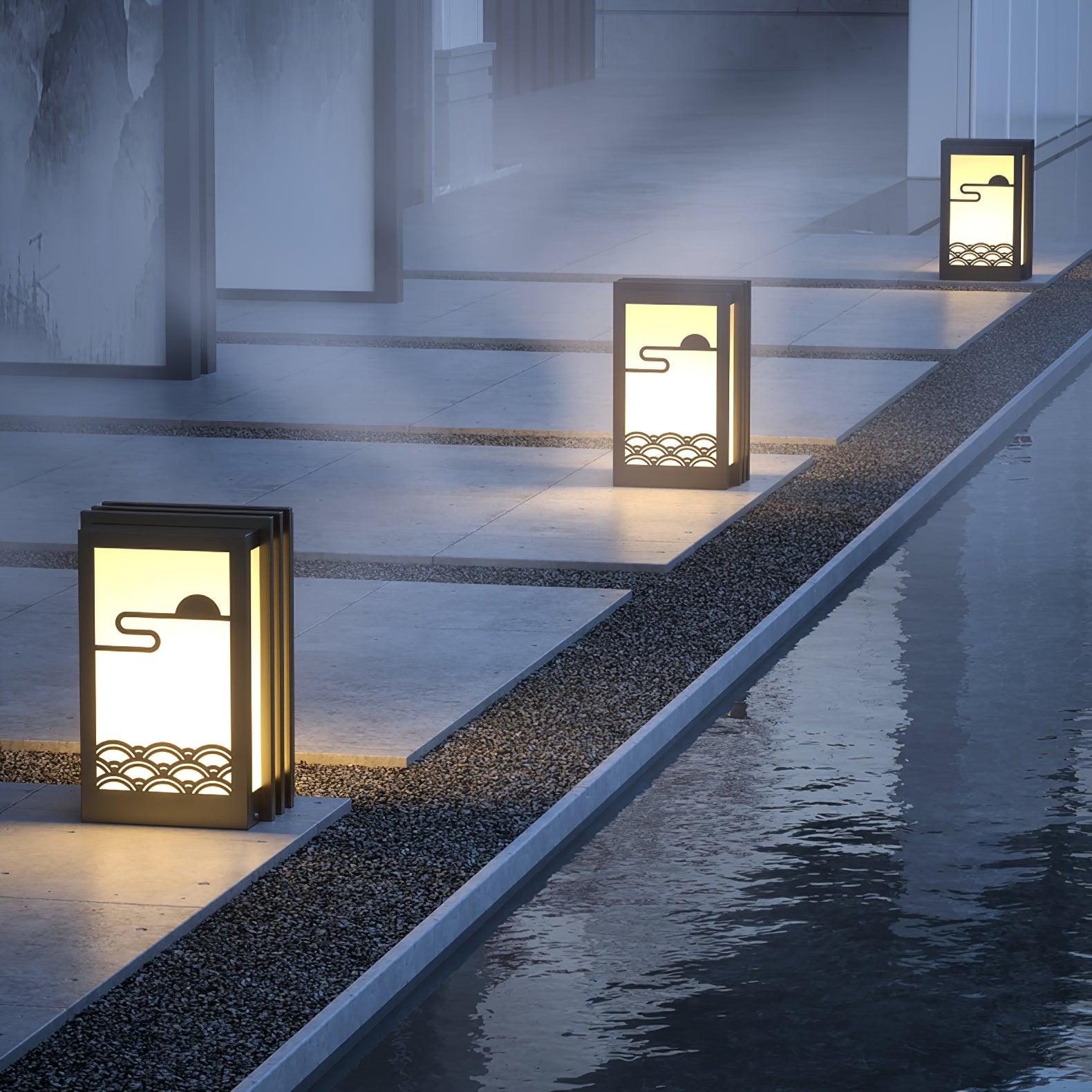 Rivenena Outdoor Light Rectangular Sunrise Pattern Minimalist Garden