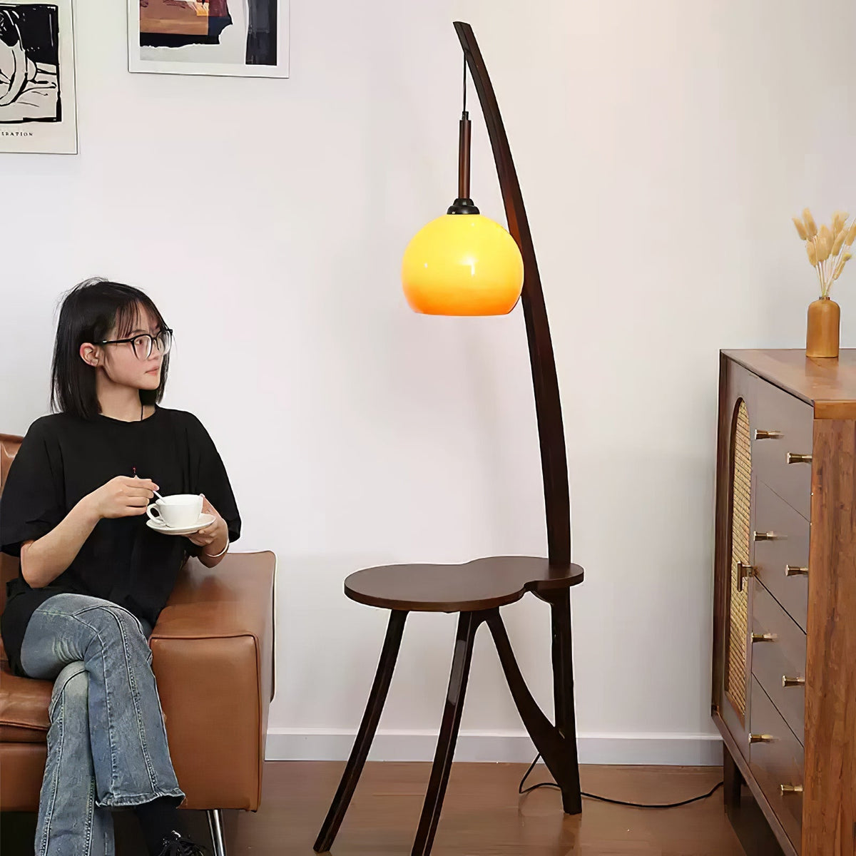 Natura Wood Hanging Floor Lamp