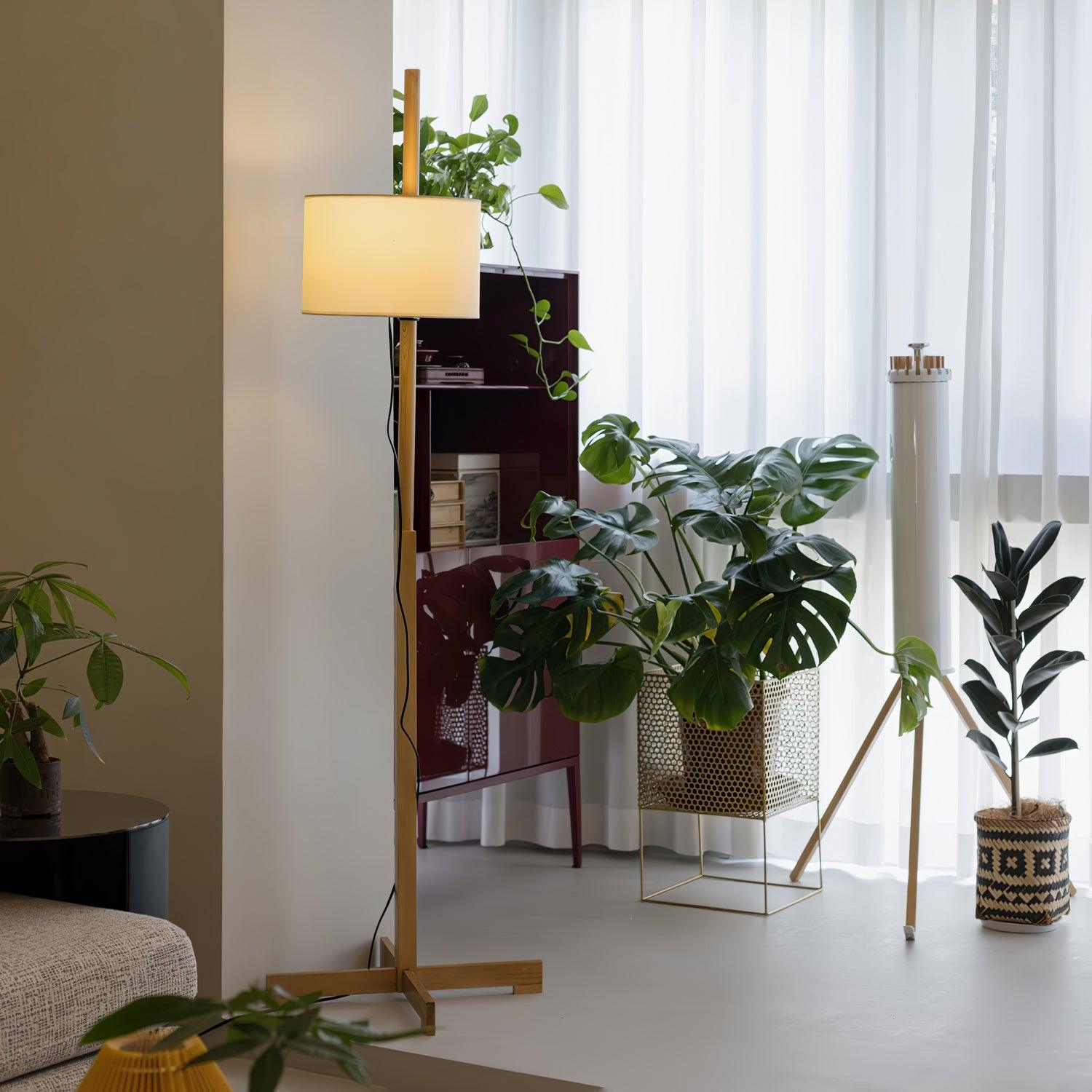 Vindis Wood Fabric Floor Lamp