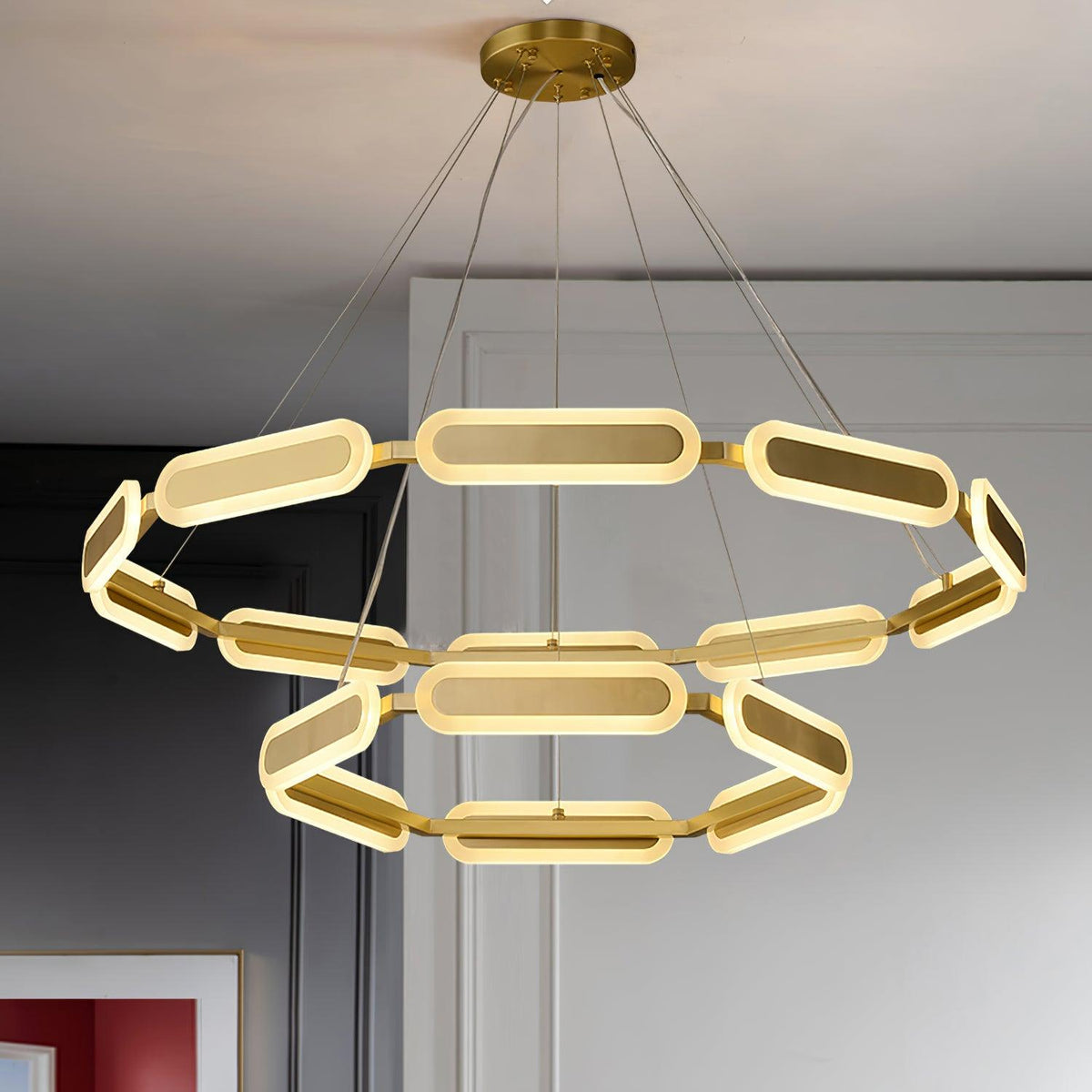 Din Chandelier Geometric Brass Ring
