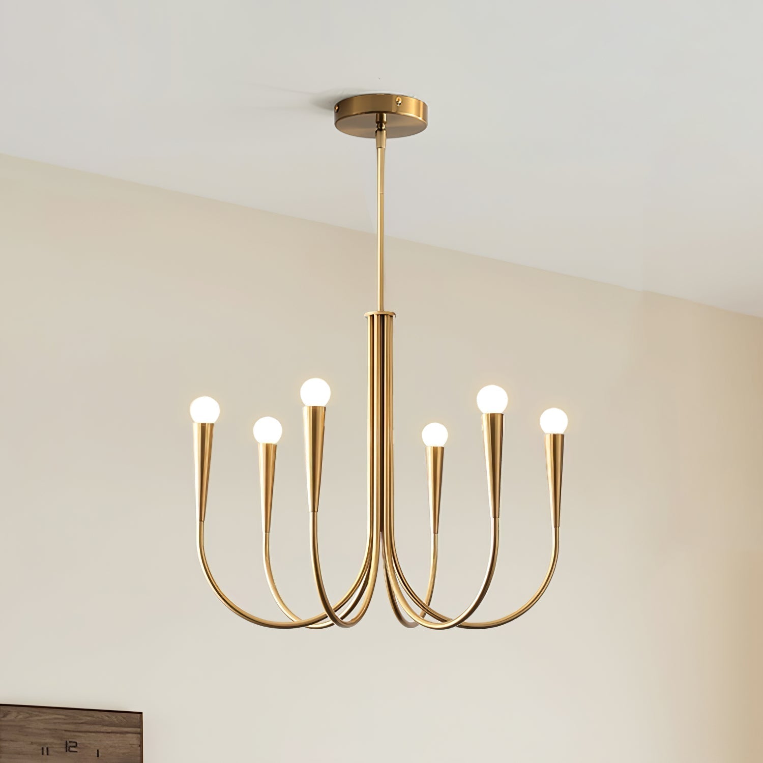 Orioaria Chandelier Swoop Arm Brass Minimalist