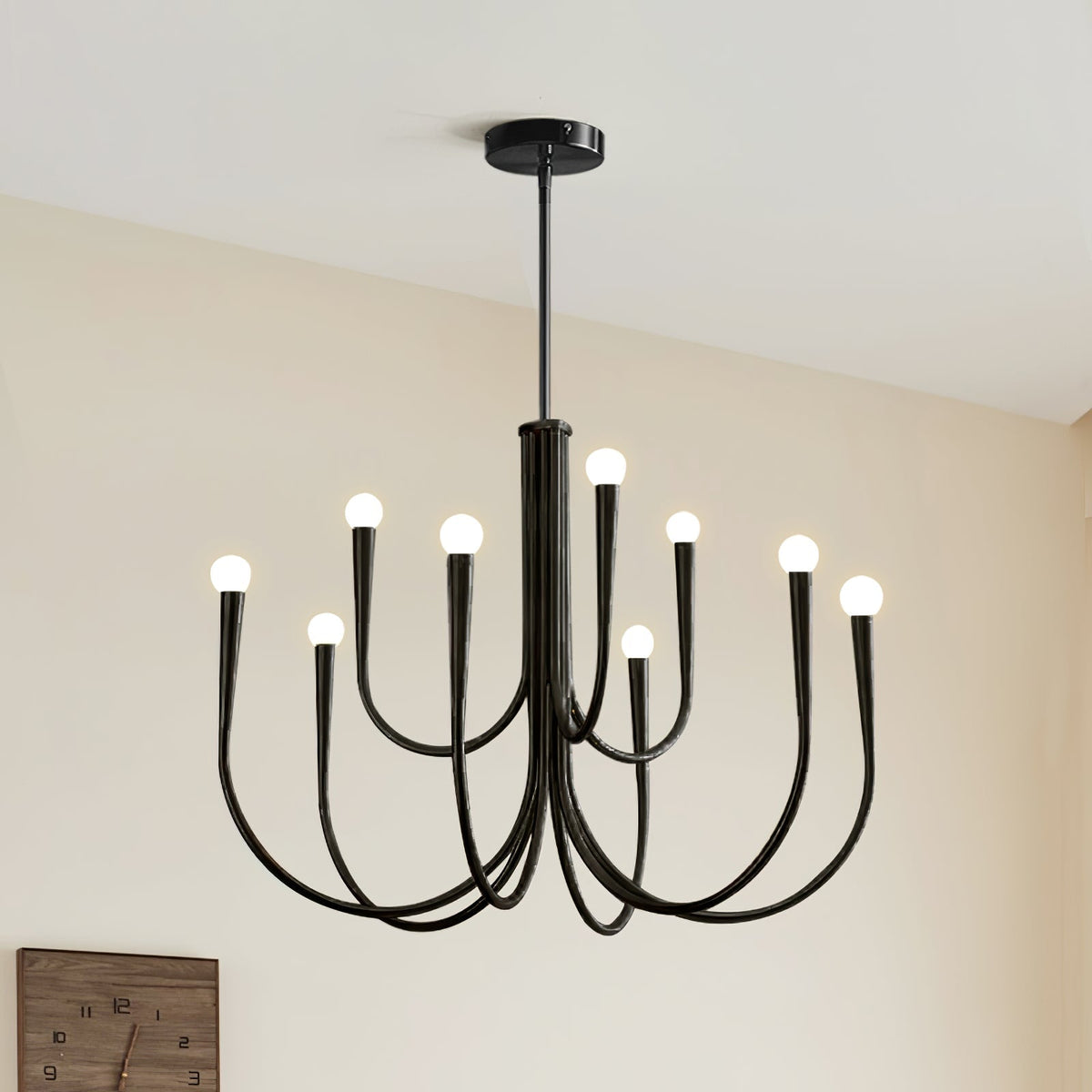 Orioaria Chandelier Swoop Arm Brass Minimalist
