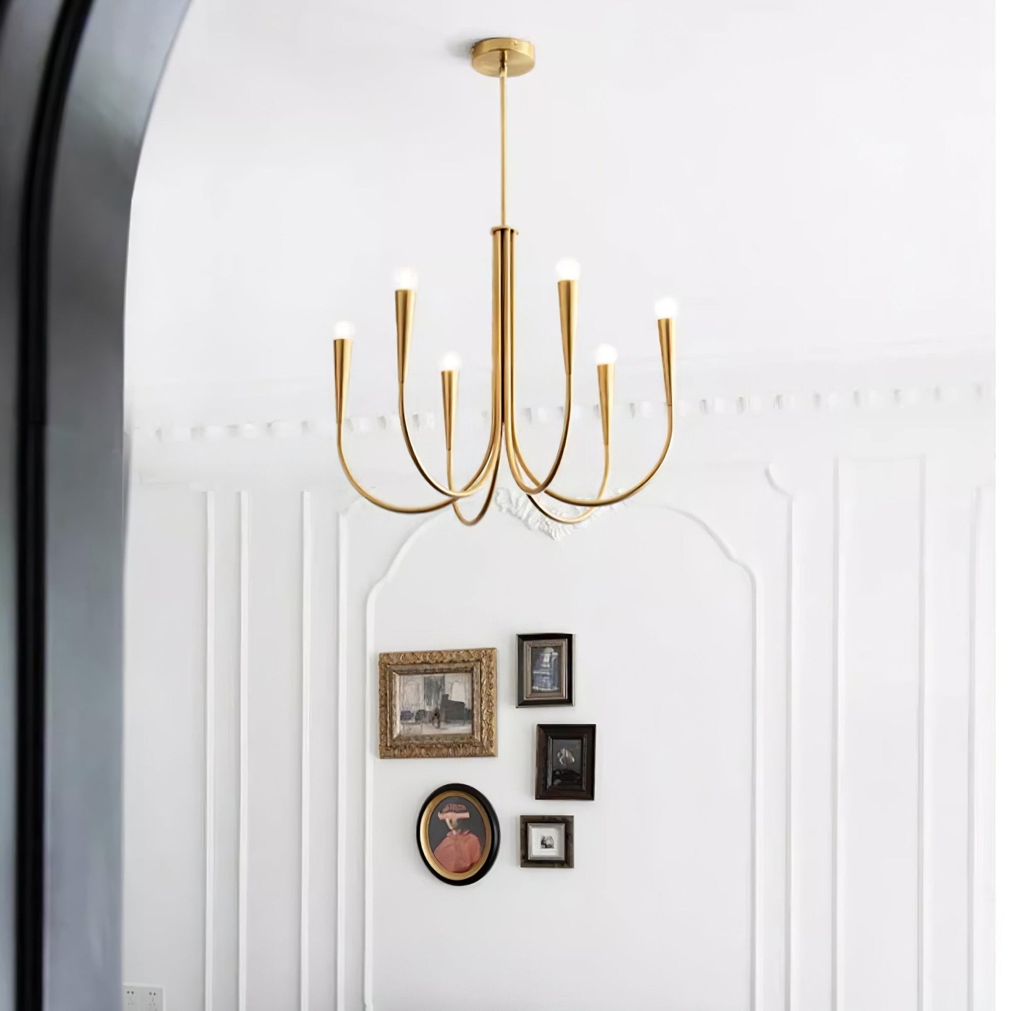 Orioaria Chandelier Swoop Arm Brass Minimalist