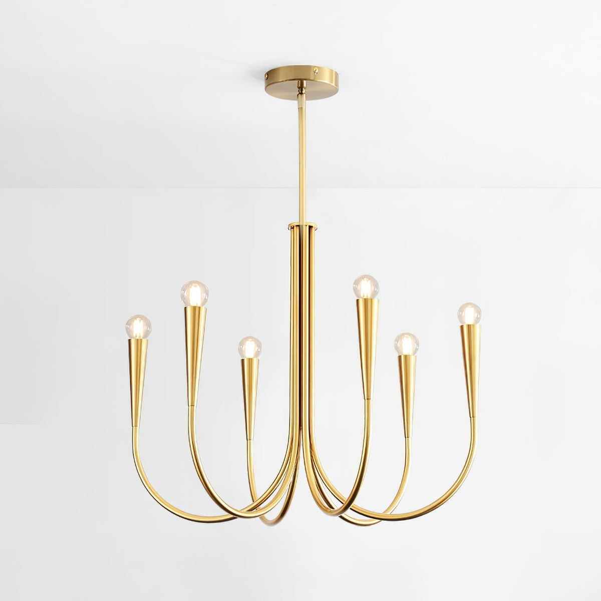Orioaria Chandelier Swoop Arm Brass Minimalist