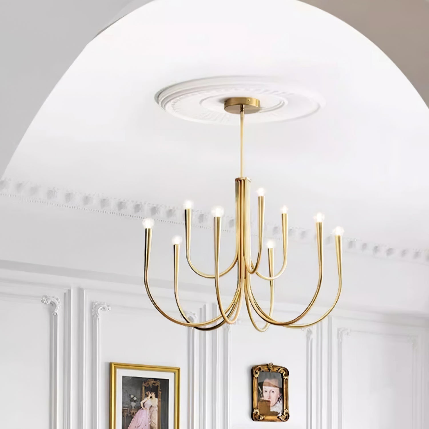 Orioaria Chandelier Swoop Arm Brass Minimalist