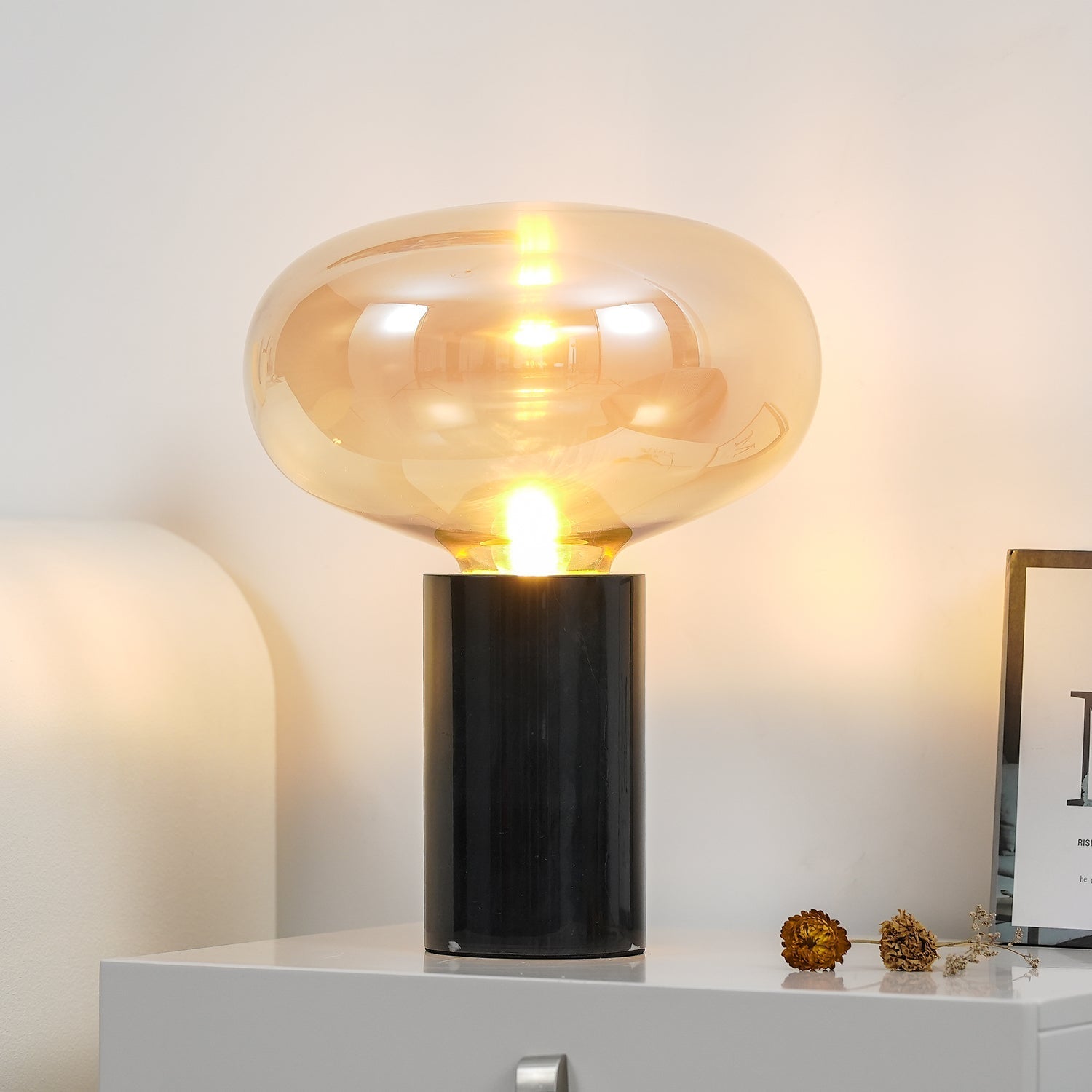 Rova Marble Industrial Table Lamp - Neutral Decor