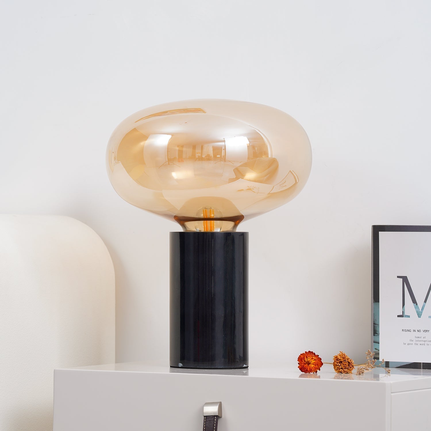 Rova Marble Industrial Table Lamp - Neutral Decor