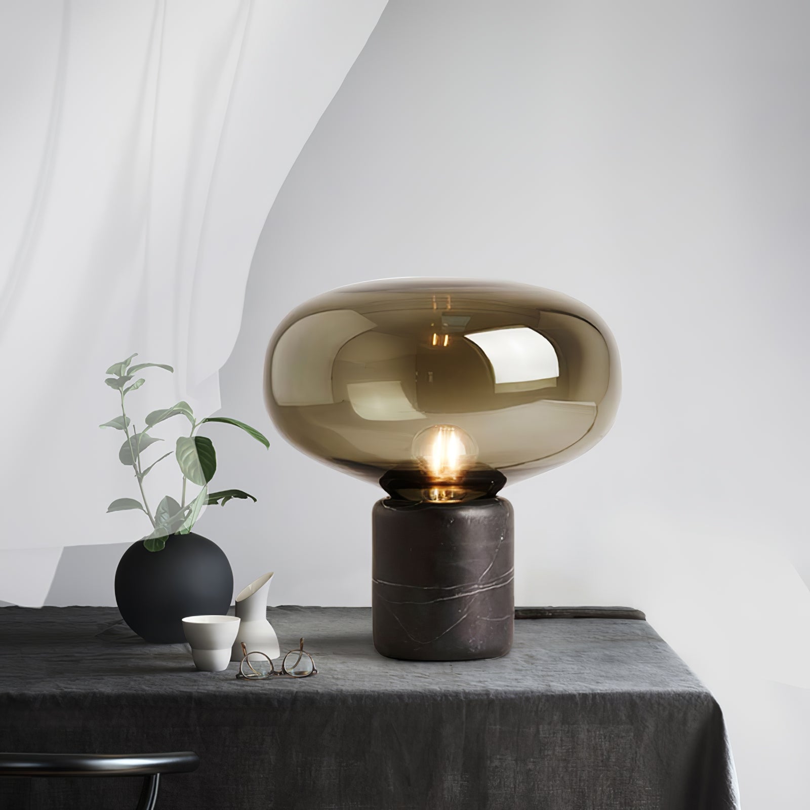Rova Marble Industrial Table Lamp - Neutral Decor