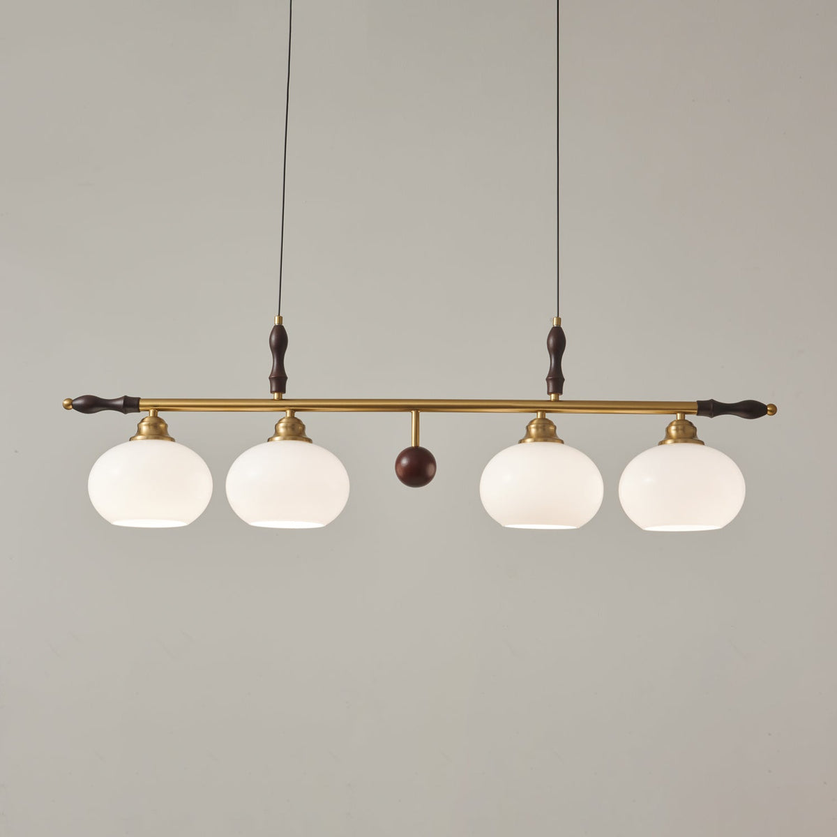 Runell Premium Elegance Traditional Wood Glass Pendant Lamp