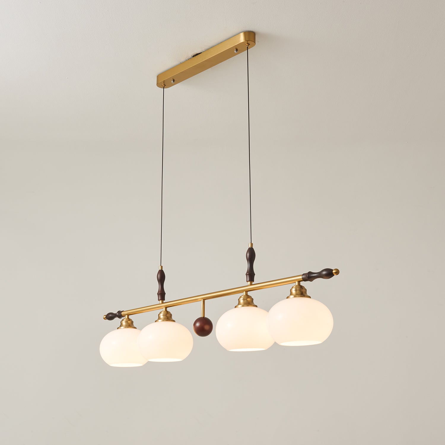 Runell Premium Elegance Traditional Wood Glass Pendant Lamp