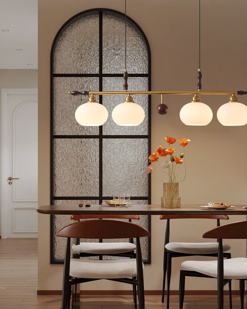 Runell Premium Elegance Traditional Wood Glass Pendant Lamp
